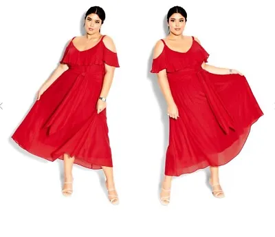 $34.99 • Buy City Chic Ladies Sleeveless Romantic Tie Dress Sizes 16 20 Colour Red Love