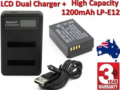 LP-E12 Battery + LCD USB Dual Battery Charger For Canon EOS M10 M50 M100 • $29.96