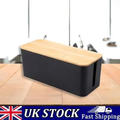 Cable Management Box Portable Cord Box Waterproof For Office (S Bamboo Black) • £9.89