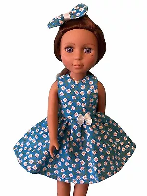 Handmade 14” Doll Dress With Bow. Fits Wellie Wisher And Glitter Girl Dolls • $7.99