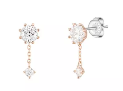 J.Estina Whitemon Earrings JJLJEQ1BS303SR000 Silver 925 Rose Gold Cubic Zirconia • $89.99