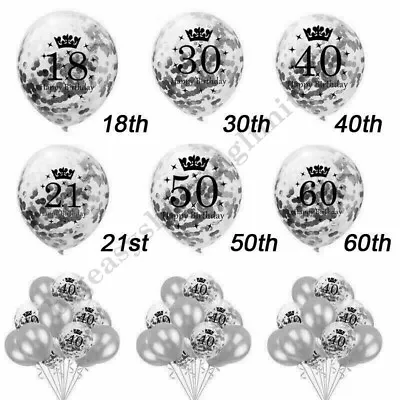 Silver Age Birthday Balloons 16th 18th 21st 30th 40th Birthday Decorations UK • £1.99