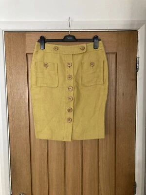 £9.99 • Buy Ladies Jaeger Yellow Linen Skirt Size 10