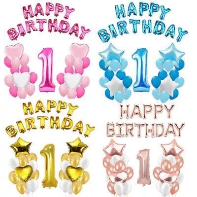 Year Old Boy Girl Confetti Balloon 1st Birthday Baby Shower Latex Balloons Set • $7.51
