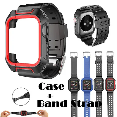 $7.85 • Buy For Apple Watch Series 8/7/6/5/4/3/2/SE Case + Band Strap 41/45/38/44/40mm Cover