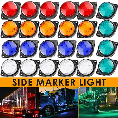 2  12V Marker Lights LED Truck Trailer Round Side Bullet Light Amber Red Lamps • $11.99