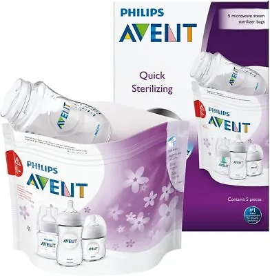 $33.87 • Buy Philips Avent Microwave Steam Baby Infant Feeding Bottle Steriliser Bags 5-pack