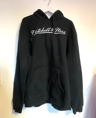 Mitchell & Ness Hoodie Sweatshirt Black Spell Out Men's Size XL • £9.99