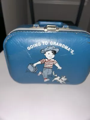 Vintage Going To Grandma’s Trojan Luggage Co. Children’s Suitcase Hard Boy Blue • $45