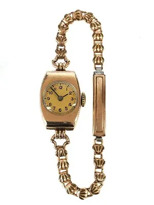 Vintage Deco Swiss 9ct Gold Case 15 Jewel As655 Ladies Manual Wind Watch 4.1gram • $250