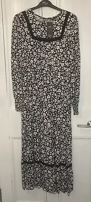 Marks And Spencer Holly Willoughby Floral Print Midi Dress 20 Reg Black Mix Bnwt • £18