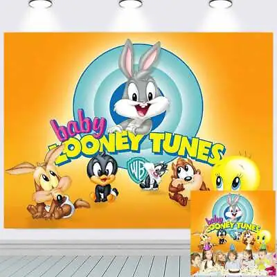 Baby Looney Tunes Happy Birthday Baby Shower Backdrop Banner  Party Decor 7x5ft • $26.98
