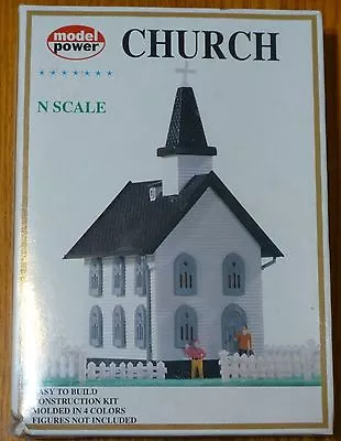 Model Power N #1575 Building Kit W/Fence & Grass Mat -- Church • $21.98