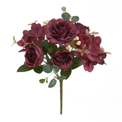 9 Heads Artificial Flowers Silk Peony Bouquet Fake Rose-Wedding Home Party Decor • £4.99