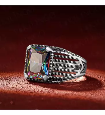 Mystic Topaz Handmade Jewelry 925 Sterling Silver Mens Ring ALL SIZE Mst 016 • £42.32