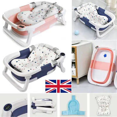 Foldable Baby Bath Tub Ergonomic With Temperature Indicator & Cushion & Bath Net • £33.99