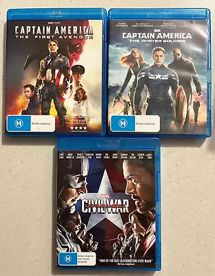 Captain America Civil War The Winter Soldier The First Avenger Blu-Ray Region B • $18