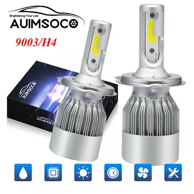 2x H4 9003 HB2 Super White LED Headlight Bulb Conversion Kit High Low Beam 6000K • $24.99