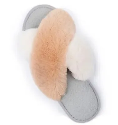 Women's Adeline Cross-Band Faux Fur Slipper Size 8-9 US • $24.99