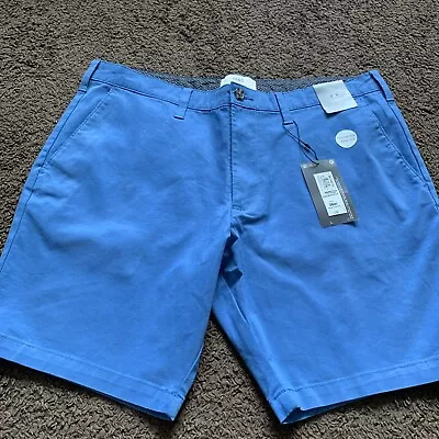 BNWT M&S Mens W36S Blue Chino Shorts With Stretch • £12.99