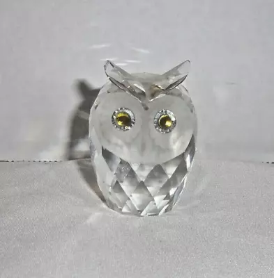 Vintage Swarovski Crystal Small Owl Figurine Woodland Friends - Green Eyes • $38