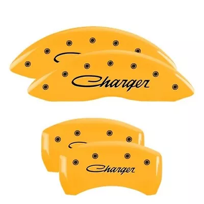 MGP Caliper Covers Set Of 4 Yellow Finish Black Charger (Cursive) • $289