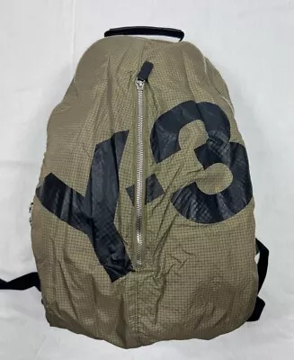 VTG Y-3 Yohji Yamamoto Backpack Leather Handles Zip Closure Nylon Techlite Clips • $149