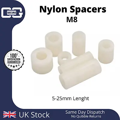 £3.65 • Buy White Nylon Standoff Plastic Spacers Washers M8 5-25mm