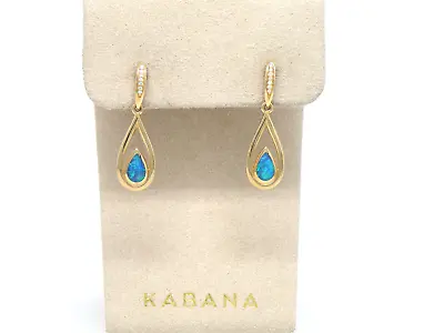 Authentic Kabana 14k Yellow Gold Premium Opal Inlay Diamond  Drop Earring • $1122