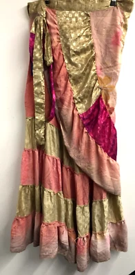 £14.99 • Buy Wrap Skirt Boho Hippy Pixie Festival VINTAGE Sari Silk Short MIDI Frilled 6 8 10