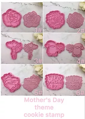 Mother's Day Theme Cookie Stamp Cutter Mum Pink Fondant Embosser • $5.53