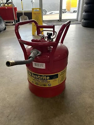 Justrite 7350110 Type II AccuFlow 5 Gallon Gasoline Safety Can With 5/8” Nozzle • $122