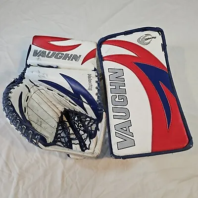 Vaughn Velocity 7400 Set Left Hand Glove And Right Hand Blocker Red White Blue • $175