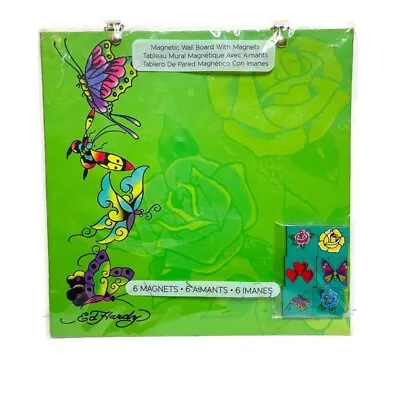 Vtg ED HARDY Bright Green Magnet Bulletin Wall Board Y2k Tattoo Flash Dorm Room • $20.99