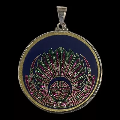 Mayan Head Dress Sacred Geometry Pendant Jewelry Necklace. .925 Sterling Silver. • $55.55