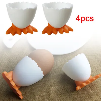 4x Egg Cups Breakfast Stand Metal Holders Hard Boiled Kitchen Tools New • £3.59