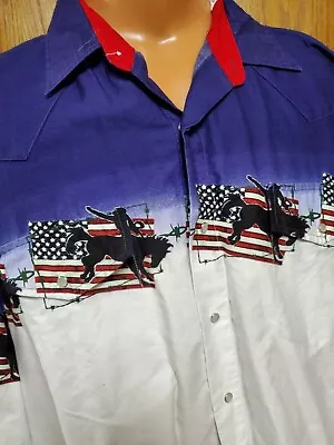 VTG 90s Western Shirt Snap Aztec 2xl XXL Southwestern Rodeo Silhouette Cowboy • $18.99