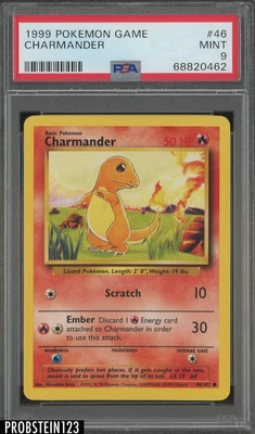 $10.50 • Buy 1999 Pokemon Base Set Game #46 Charmander WOTC PSA 9 MINT
