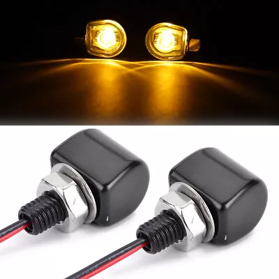 2X Mini LED Motorcycle Turn Signal Light Amber For Harley Chopper Bobber Cruiser • $15.23