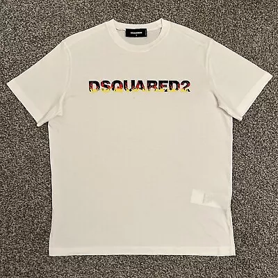 ⭐️ Dsquared2 Flame T-Shirt In White ⭐️ 100% AUTHENTIC ⭐️ SIZE SMALL ⭐️ • £75