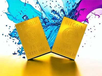 One Gram Gold Bar BTC Snaps In Two Bullion Precious Metal .9999 + Free Silver T • $129.99
