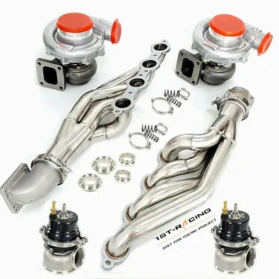 T4 AR.80/.81 Turbo+Exhaust Headers+Elbow+60mm Wastegate For LS1/LS2 5.3L 5.7L V8 • $996.40