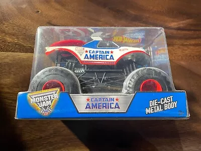 1/24 Hot Wheels Monster Jam Truck Captain America Diecast Off-road Htf🔥🔥🔥 • $29.99