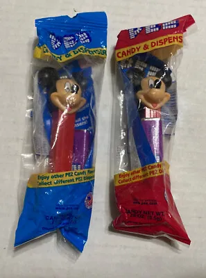 Two Pez Candy & Dispensers Mickey Mouse - Blue And Red Packages Factory Sealed • $4.99