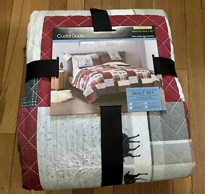 Cuddl Duds King Heavyweight Flannel Patchwork Red Quilt Lodge Rustic Cabin • $139.99