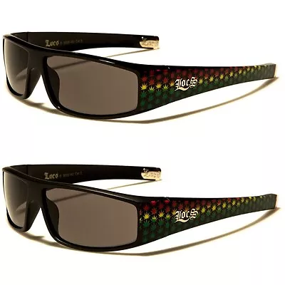 Flat-Top Locs Marijuana Pattern Black Men's Rectangular Sunglasses • $9.99