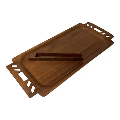 Mid Century Modern Bentwood Tray And Tongs With Cut Out Handles By Overton Origi • $135