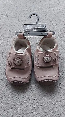 Next Baby Girls Pink Pram/pre Walker Leather Shoes Size 1 3/6 Months • £3