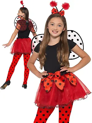 Girls Ladybird Costume Kit Tutu Wings Headband Fancy Dress Kids Book Day New • £8.99