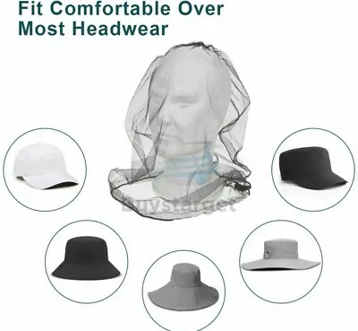 Mosquito Mesh Head Net Travel Protector Camping Bugs Flies Face Netting Midge Uk • £3.09